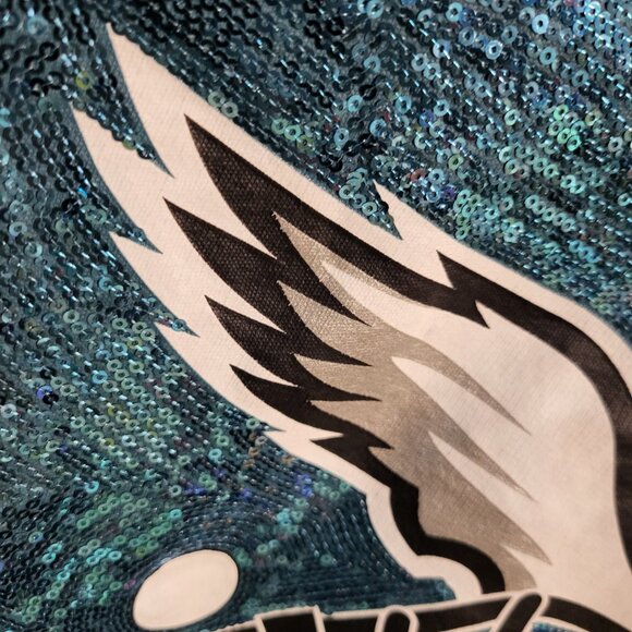 RARE VINTAGE VS PINK NFL PHILIDELPHIA EAGLES SEQUIN BOMBER JACKET SZ L - Picture 4 of 7